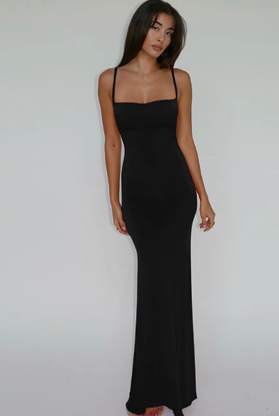 Pure Color Sleeveless Backless Elegant Sexy Bodycon Y2K Maxi Prom Dress Women