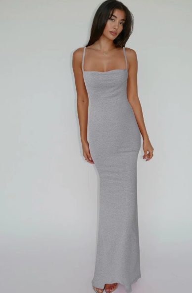 Pure Color Sleeveless Backless Elegant Sexy Bodycon Y2K Maxi Prom Dress Women