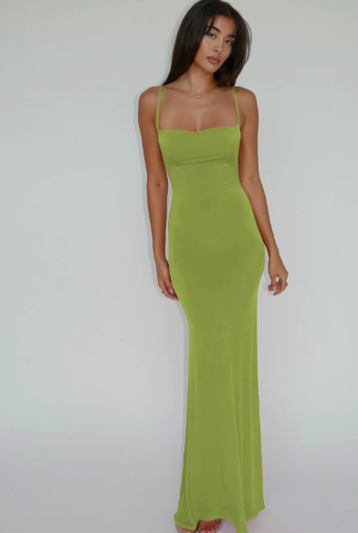 Pure Color Sleeveless Backless Elegant Sexy Bodycon Y2K Maxi Prom Dress Women