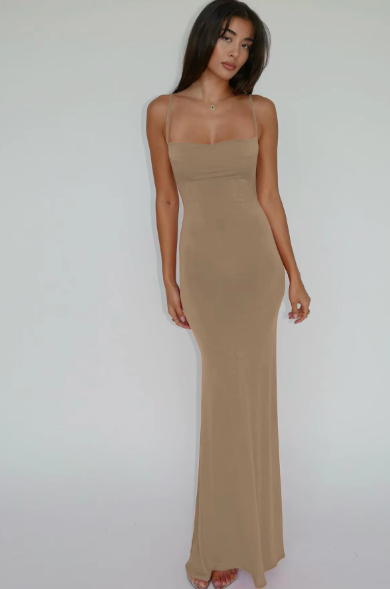 Pure Color Sleeveless Backless Elegant Sexy Bodycon Y2K Maxi Prom Dress Women