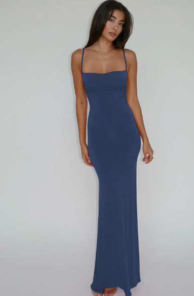 Pure Color Sleeveless Backless Elegant Sexy Bodycon Y2K Maxi Prom Dress Women