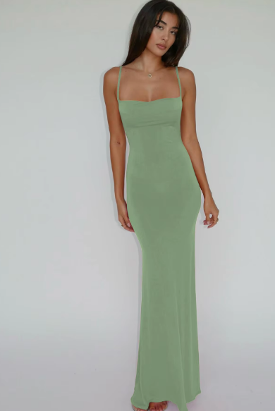 Pure Color Sleeveless Backless Elegant Sexy Bodycon Y2K Maxi Prom Dress Women