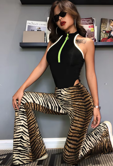 High Waist Leopard Print Flare Leggings Women Fashion Sexy Bodycon Trousers Club Pants