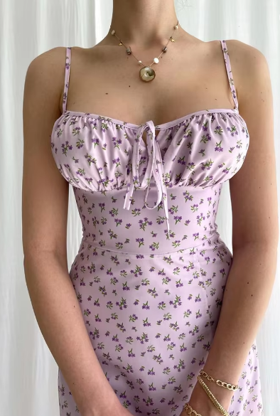 Sleeveless Satin Slip Floral Ruched Bandage Cut Out Maxi Dress Spring Women Fashion Sexy Party Club Robe Kpytomoa