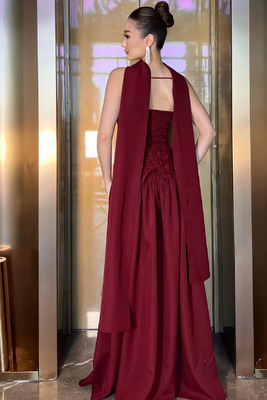 Fashion Solid Button Cloak Strapless Backless Bandage Draped Sexy Maxi Dress Women Clothes Streetwear Party