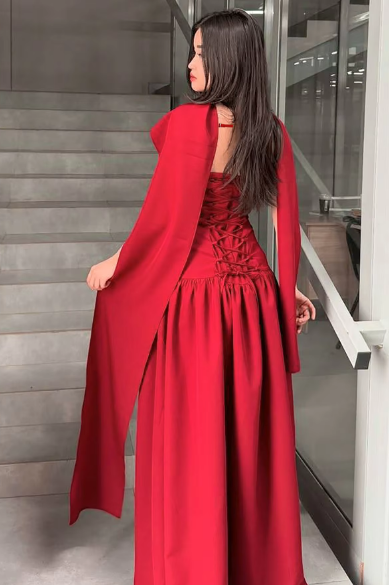 Fashion Solid Button Cloak Strapless Backless Bandage Draped Sexy Maxi Dress Women Clothes Streetwear Party