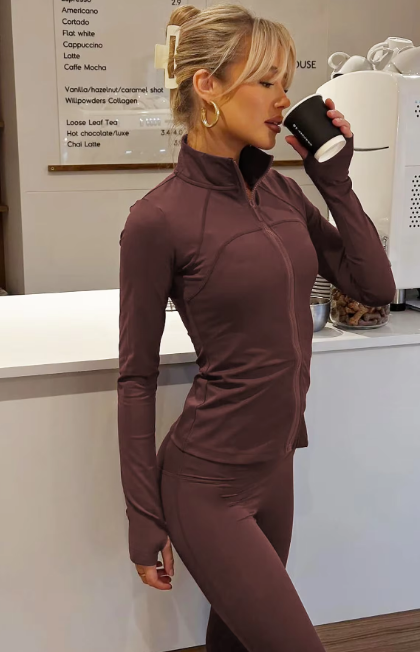 Fall Casual Matching Sets Long Sleeve Solid Zip Up Slim Coat Top Pants Women Y2K Outfit Streetwear Sport Work Out