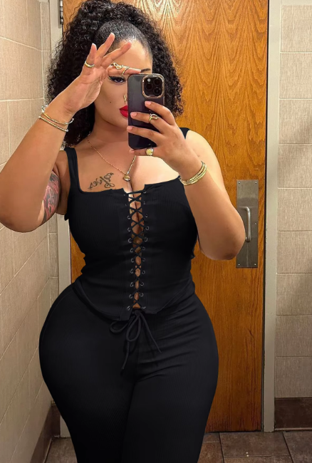 Solid Cut Out Bandage Sexy Crop Tank Top Pants 2 Pcs matching Sets Summer Fashion Women Clothes Vacation Streetwear